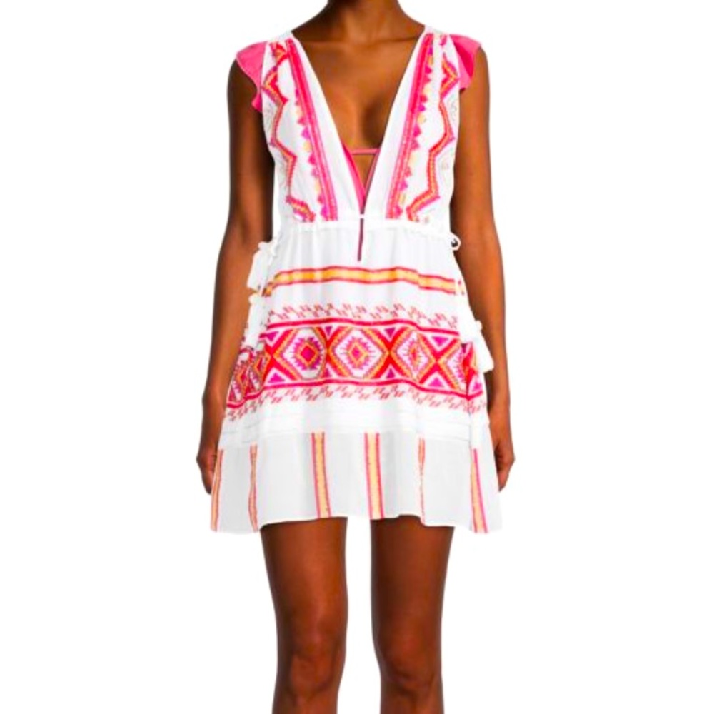 NWT Ramy Brook Kendyl Embroidered Tie Waist Mini Dress size XXS